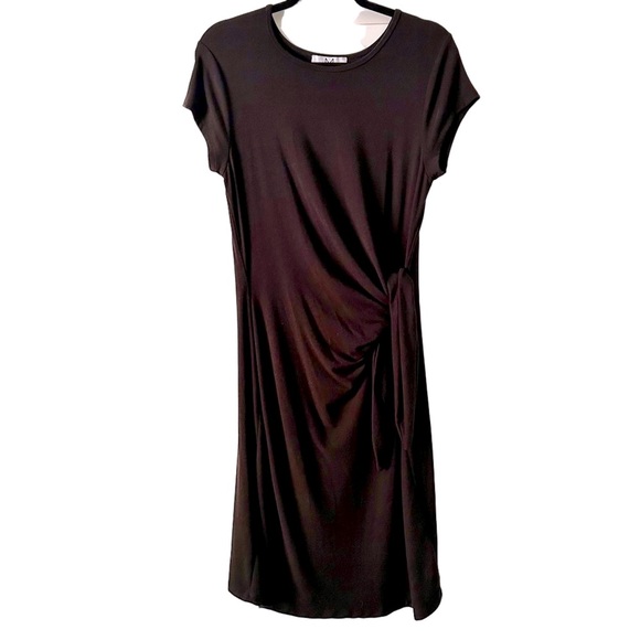 Magaschoni Dresses & Skirts - Magaschoni Knit Short Sleeve Midi Dress with Side Tie Waist Black size Large